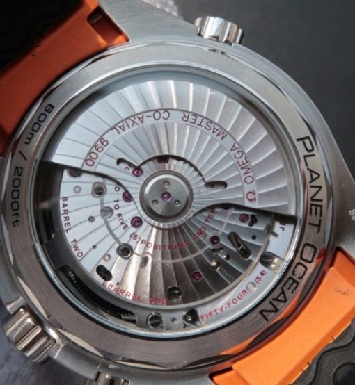 Replica Omega OMF Planet Ocean Master Chronometer SS Black/Orange Bezel Black Dial Nylon A9900 - Image 5