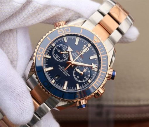 Replica Omega OMF Planet Ocean Master Chronometer SS/RG Blue Polished Bezel Blue Dial SS/RG Bracelet A9901 - Image 2