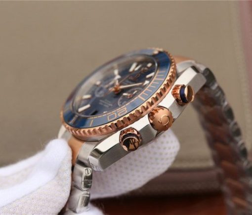 Replica Omega OMF Planet Ocean Master Chronometer SS/RG Blue Polished Bezel Blue Dial SS/RG Bracelet A9901 - Image 4