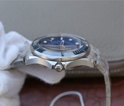Replica Omega OMF Seamaster 300M Chronometer Blue Dial SS Bracelet A2824 - Image 7