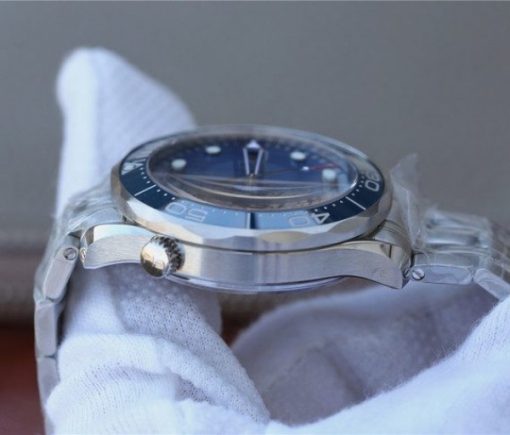 Replica Omega OMF Seamaster 300M Chronometer Blue Dial SS Bracelet A2824 - Image 8