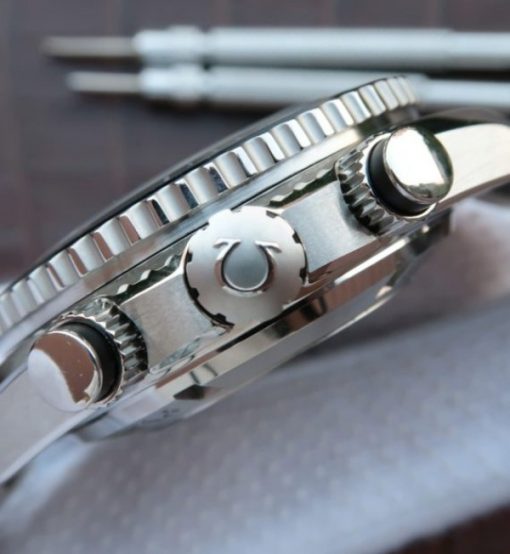 Replica Omega Seamaster Planet Ocean Chrono 45mm Black Dial Silver Markers SS Bracelet A7750 - Image 4