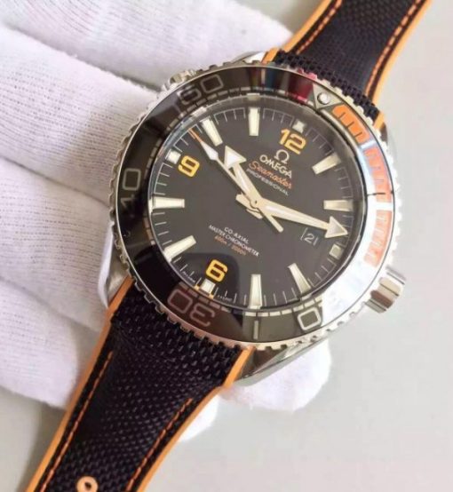 Replica Omega OMF Planet Ocean 42mm Black/Orange Bezel Black Dial Nylon Strap A8900 - Image 6