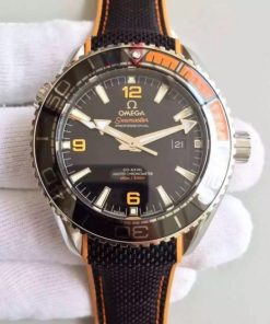 Replica Omega OMF Planet Ocean 42mm Black/Orange Bezel Black Dial Nylon Strap A8900