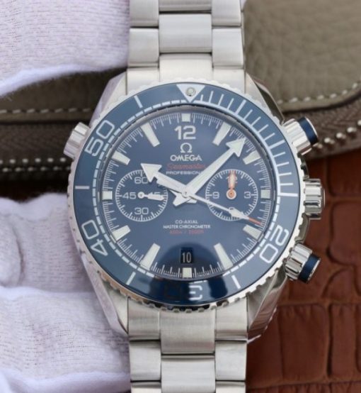 Replica Omega OMF Planet Ocean Master Chronometer Blue LiquidMetal SS Bracelet A9900