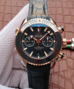 Replica Omega OMF Planet Ocean Master Chronometer SS/RG Blue Bezel Blue Dial Leather Strap A9901
