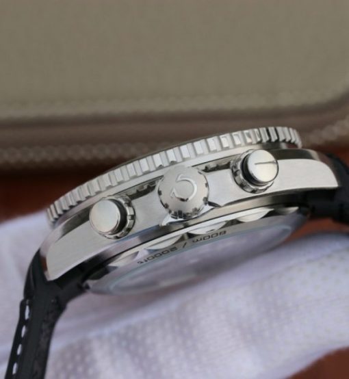 Replica Omega OMF Planet Ocean Master Chronometer Black LiquidMetal Leather Strap A9900 - Image 4