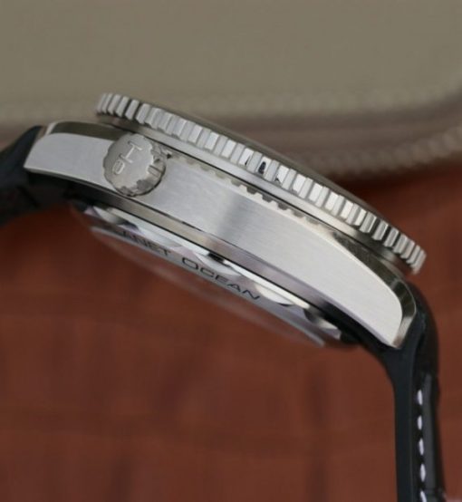 Replica Omega OMF Planet Ocean Master Chronometer Black LiquidMetal Leather Strap A9900 - Image 5
