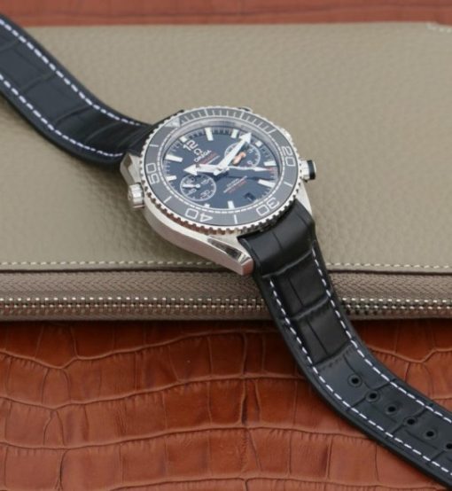 Replica Omega OMF Planet Ocean Master Chronometer Black LiquidMetal Leather Strap A9900 - Image 8