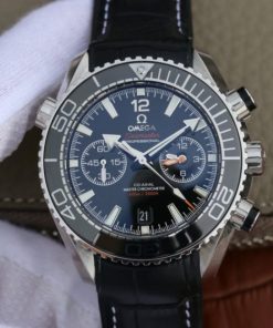 Replica Omega OMF Planet Ocean Master Chronometer Black LiquidMetal Leather Strap A9900
