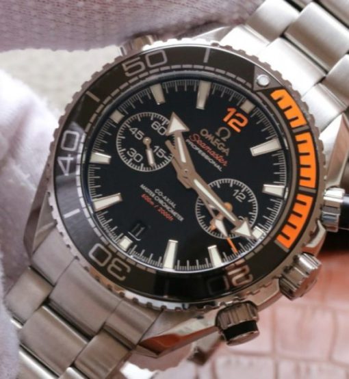 Replica Omega OMF Planet Ocean Master Chronometer Black/Orange Bezel Black Dial SS Bracelet A9900 - Image 2