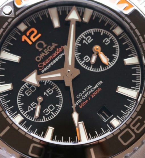 Replica Omega OMF Planet Ocean Master Chronometer Black/Orange Bezel Black Dial SS Bracelet A9900 - Image 3