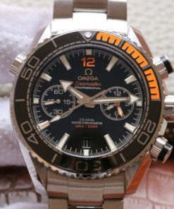 Replica Omega OMF Planet Ocean Master Chronometer Black/Orange Bezel Black Dial SS Bracelet A9900