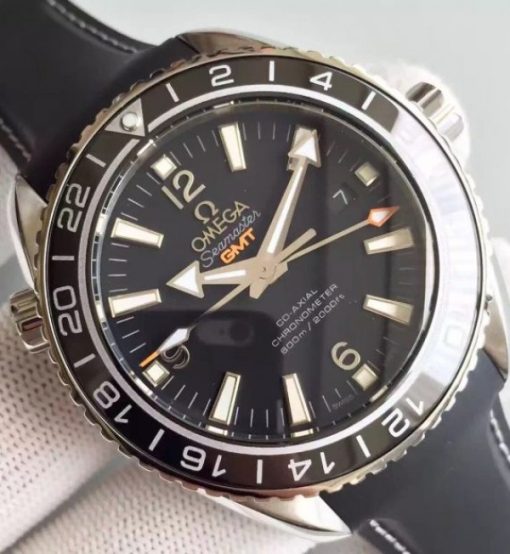 Replica Omega Planet Ocean SS GMT Black Dial Silver Markers Black Rubber Strap A8605 - Image 2