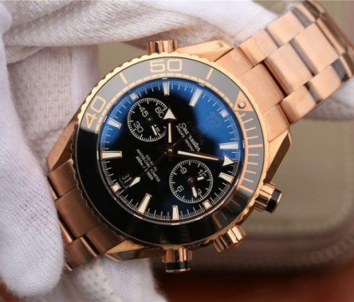 Replica Omega OMF Planet Ocean Master Chronometer RG Black Bezel Black Dial RG Bracelet A9901 - Image 2