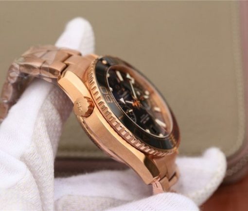 Replica Omega OMF Planet Ocean Master Chronometer RG Black Bezel Black Dial RG Bracelet A9901 - Image 4