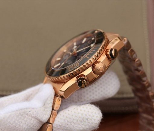 Replica Omega OMF Planet Ocean Master Chronometer RG Black Bezel Black Dial RG Bracelet A9901 - Image 5