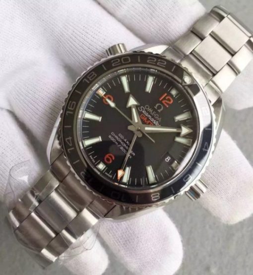 Replica Omega Planet Ocean SS GMT Black Dial Orange Markers SS Bracelet A8605 - Image 2