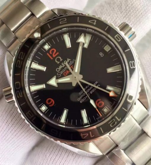 Replica Omega Planet Ocean SS GMT Black Dial Orange Markers SS Bracelet A8605 - Image 3