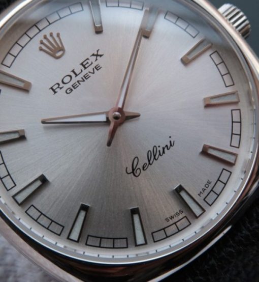 Replica Rolex Cellini Danaos 4243 SS Silver Dial Black Leather Strap A2824 - Image 2