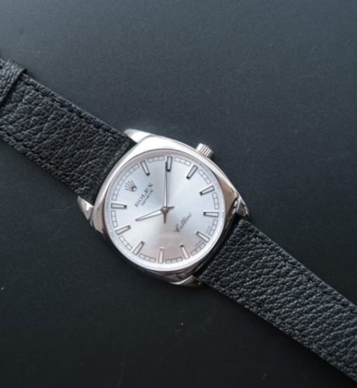 Replica Rolex Cellini Danaos 4243 SS Silver Dial Black Leather Strap A2824 - Image 7