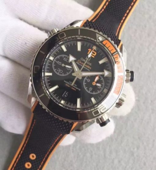 Replica Omega Planet Ocean Master Chronometer Chrono Black Dial Black Nylon Strap A9900 - Image 2