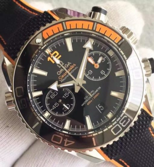 Replica Omega Planet Ocean Master Chronometer Chrono Black Dial Black Nylon Strap A9900 - Image 3
