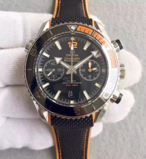 Replica Omega Planet Ocean Master Chronometer Chrono Black Dial Black Nylon Strap A9900