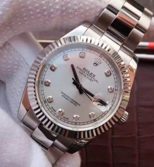 Replica Rolex DateJust 41mm 126334 Fluted Bezel White Dial Diamonds Markers SS Jubilee Bracelet A3235 - Image 2