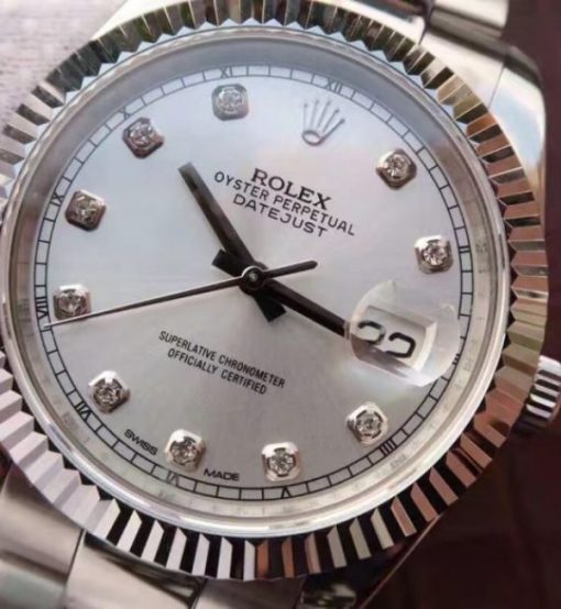 Replica Rolex DateJust 41mm 126334 Fluted Bezel White Dial Diamonds Markers SS Jubilee Bracelet A3235 - Image 3