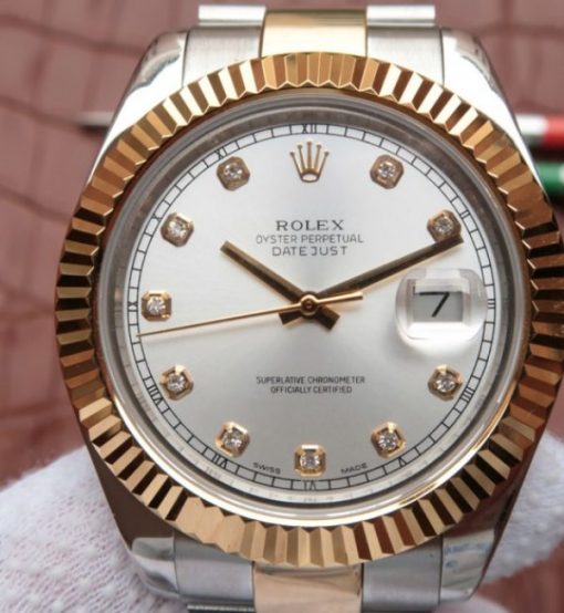 Replica Rolex DateJust SS/RG White Dial RG Wrapped Fluted Beze SS/RG Bracelet A2836 - Image 3