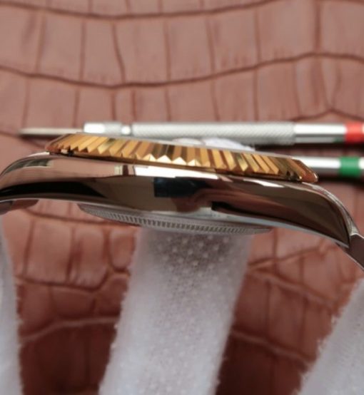 Replica Rolex DateJust SS/RG White Dial RG Wrapped Fluted Beze SS/RG Bracelet A2836 - Image 5