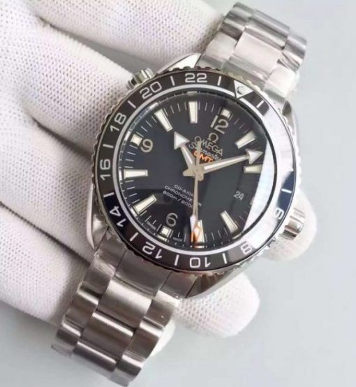 Replica Omega Planet Ocean SS GMT Black Dial Silver Markers SS Bracelet A8605 - Image 2