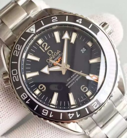 Replica Omega Planet Ocean SS GMT Black Dial Silver Markers SS Bracelet A8605 - Image 3