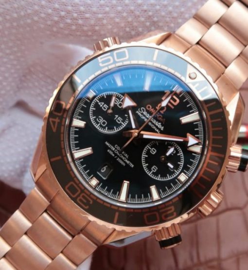 Replica Omega Planet Ocean Master Chronometer RG Black Bezel Black Dial RG Bracelet A9301 - Image 2