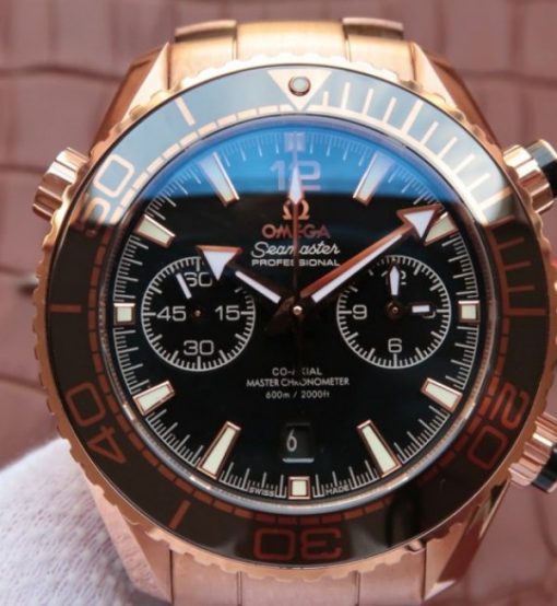 Replica Omega Planet Ocean Master Chronometer RG Black Bezel Black Dial RG Bracelet A9301 - Image 3