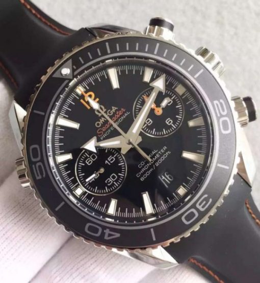 Replica Omega Seamaster Professional Chrono Black Ceramic Black Dial Orange Rubber Strap A9300 - Image 2