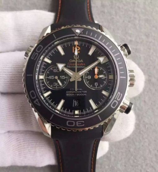 Replica Omega Seamaster Professional Chrono Black Ceramic Black Dial Orange Rubber Strap A9300