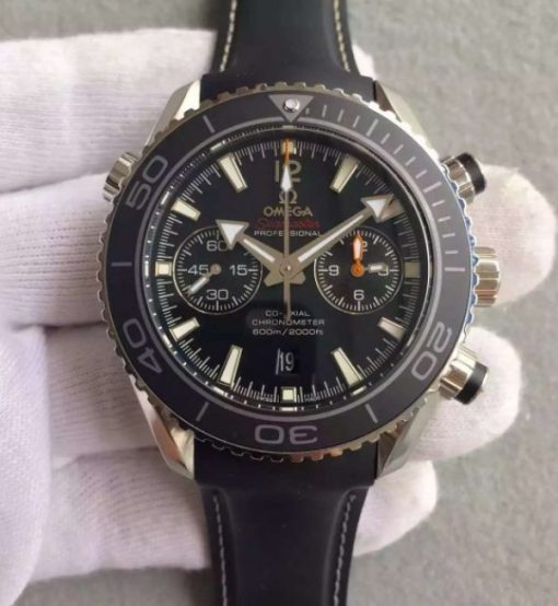 Replica Omega Seamaster Professional Chrono Black Ceramic Black Dial Rubber Strap A9300