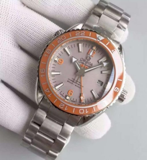 Replica Omega Planet Ocean SS GMT Gray Dial Orange Bezel SS Bracelet A8605 - Image 2