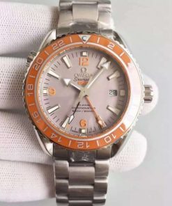 Replica Omega Planet Ocean SS GMT Gray Dial Orange Bezel SS Bracelet A8605