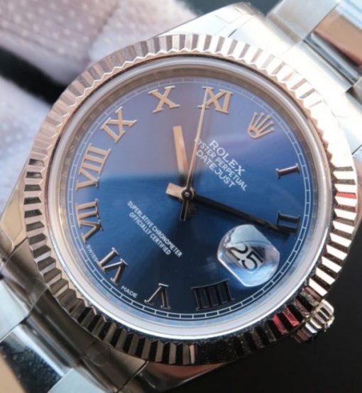 Replica Rolex DateJust 41mm 116334 SS Blue Dial Roman Markers SS Bracelet A3136 - Image 2