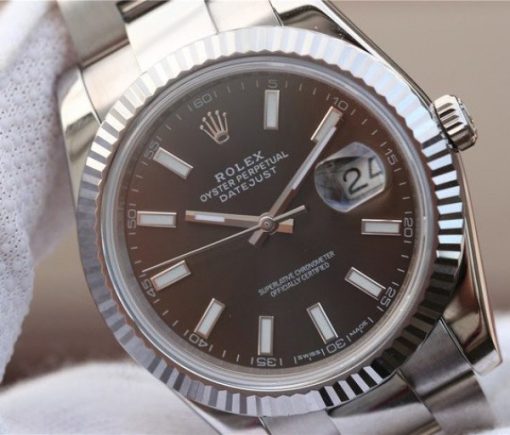 Replica Rolex DateJust 41mm 126300 Noob Black Dial Stick Markers SS Oyster Bracelet A3235 - Image 3