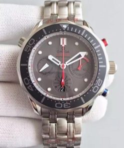 Replica Omega Seamaster 300m Diver ETNZ Regatta Co-Axial Chronograph Gray Dial SS Bracelet A7753