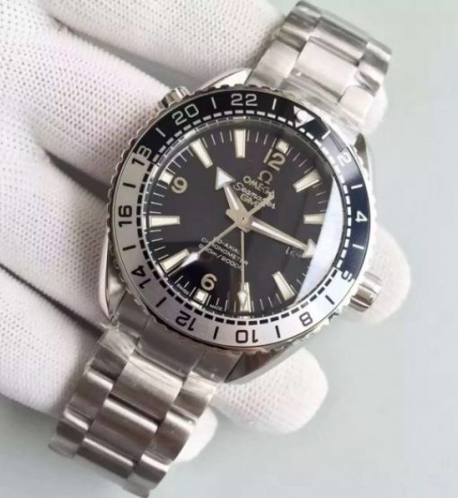 Replica Omega Planet Ocean 600M GMT Black/Silver Bezel Black Dial SS Bracelet A8906 - Image 2