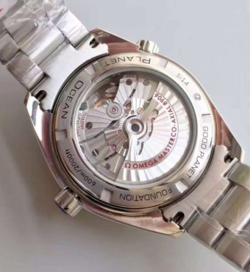 Replica Omega Planet Ocean 600M GMT Black/Silver Bezel Black Dial SS Bracelet A8906 - Image 6