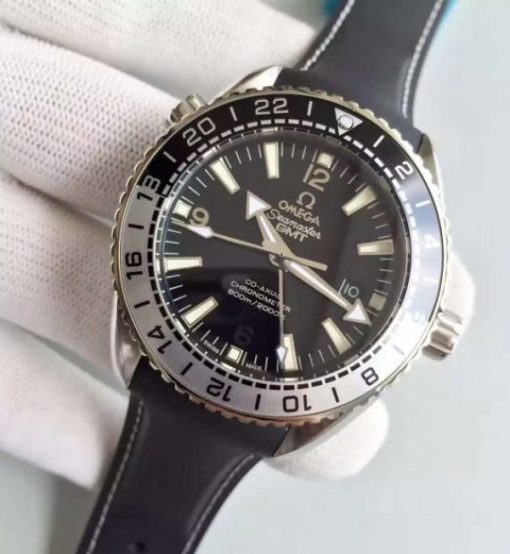 Replica Omega Planet Ocean 600M GMT Black/Silver Bezel Black Dial Rubber Strap A8906 - Image 2