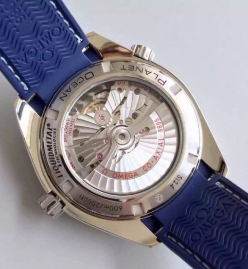 Replica Omega Planet Ocean GMT Goodplanet Blue Bezel Orange Marker Blue Dial Rubber A8605 - Image 6