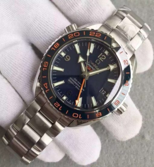 Replica Omega Planet Ocean GMT Goodplanet Blue Bezel Orange Marker Blue Dial SS Bracelet A8605 - Image 2
