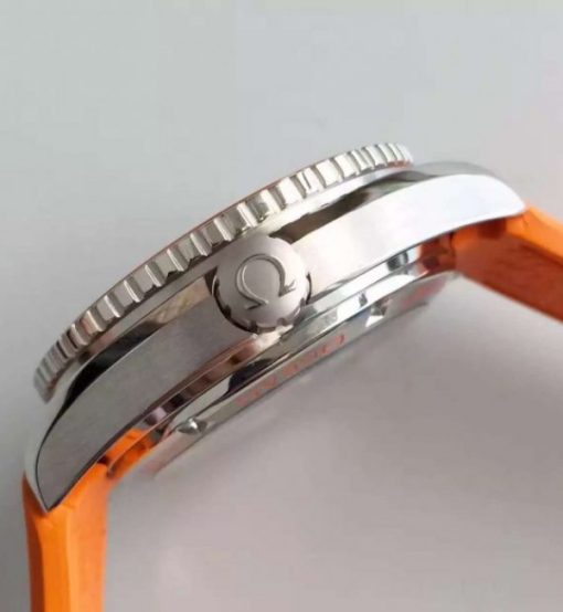 Replica Omega Planet Ocean SS GMT Gray Dial Orange Bezel Rubber Strap A8615 - Image 4